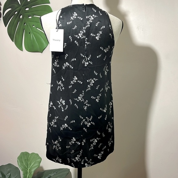 Theory Silk Perfect Tie Top Sleeveless Black Multi Petal 1092511R size 0 - Picture 3 of 12